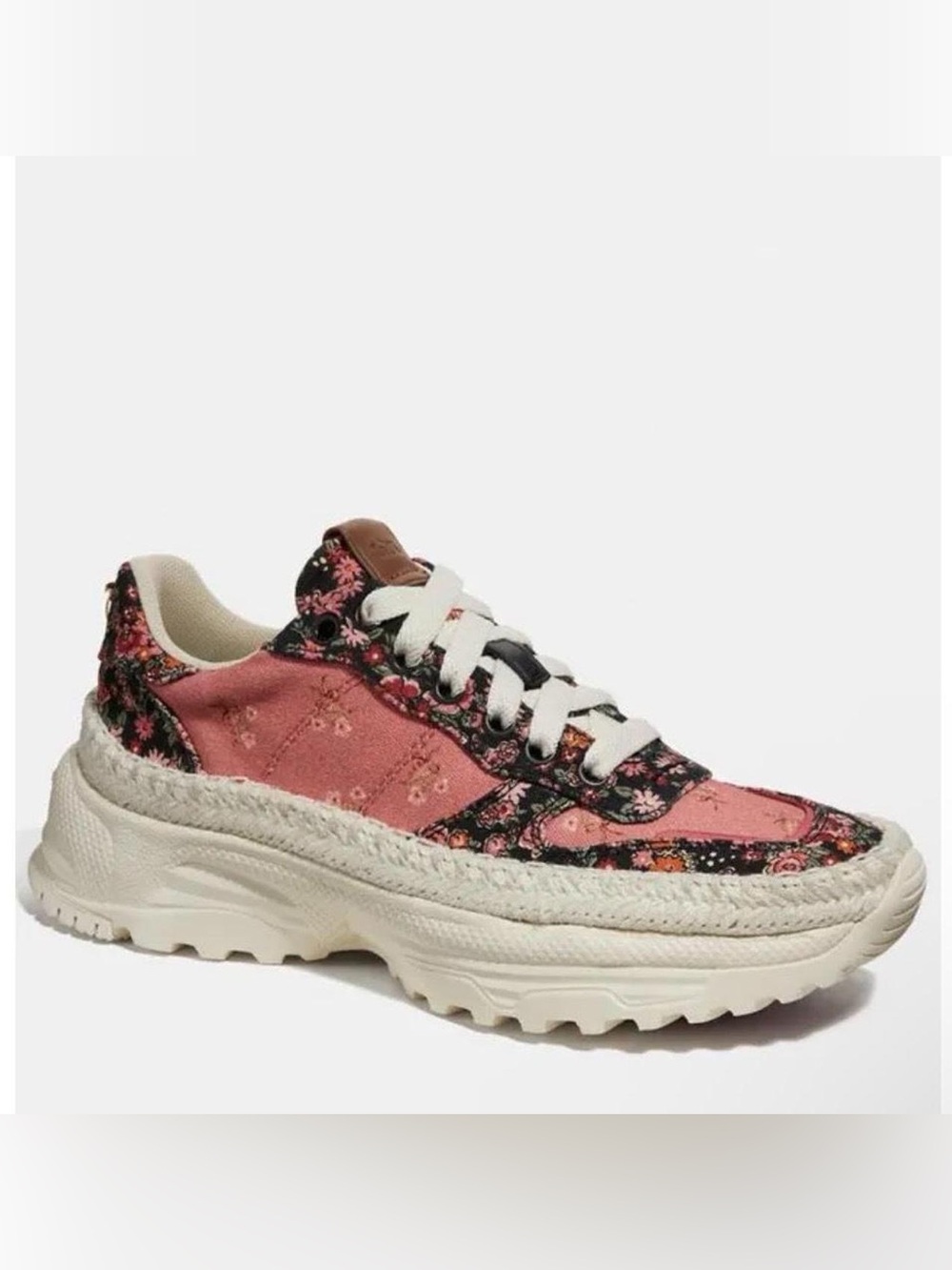 Coach Pink Floral Chunky Lace-Up Sneakers